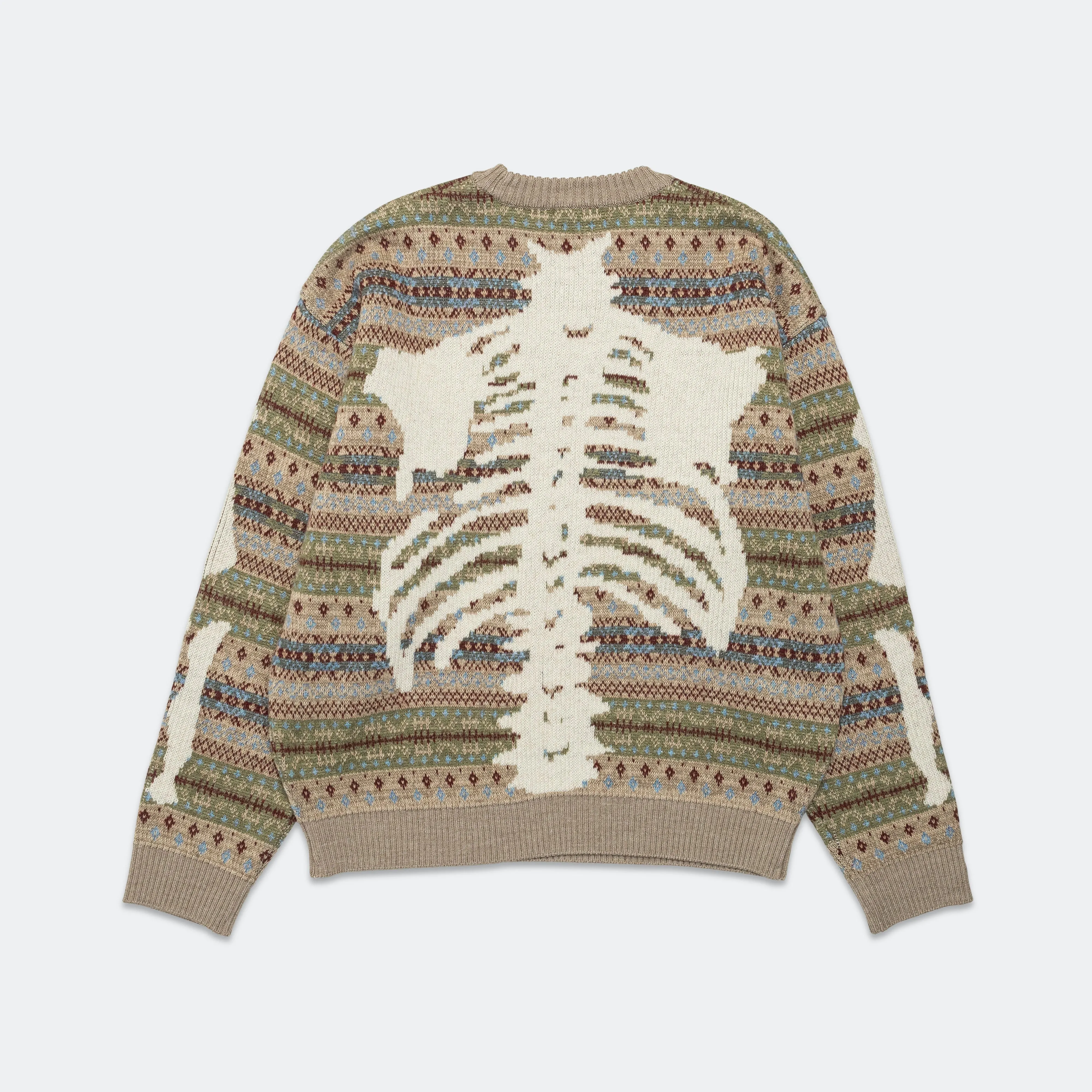 7G Wool FairIsle BONE Crew Sweater - Sax