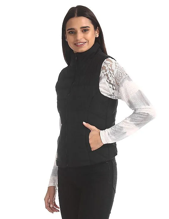 Aeropostale Black Quilted Gilet Jacket