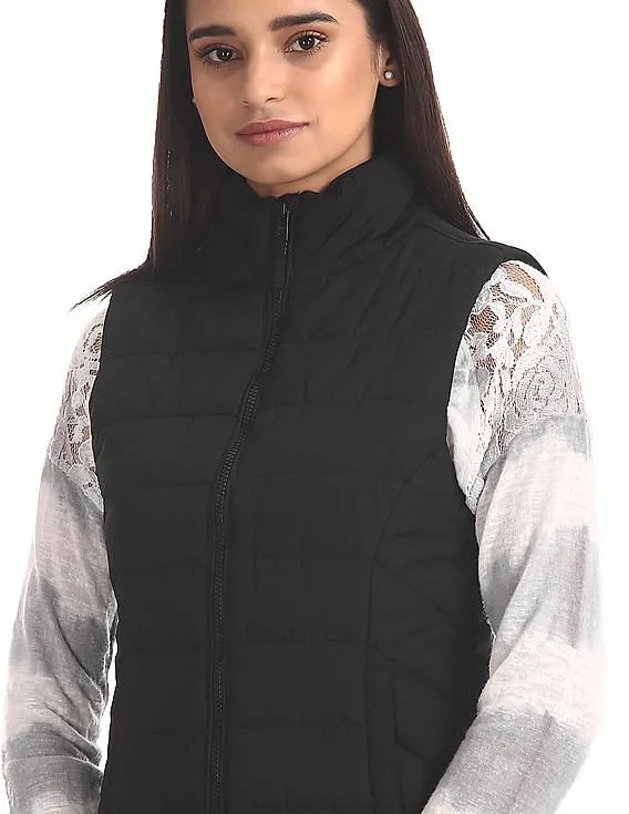 Aeropostale Black Quilted Gilet Jacket