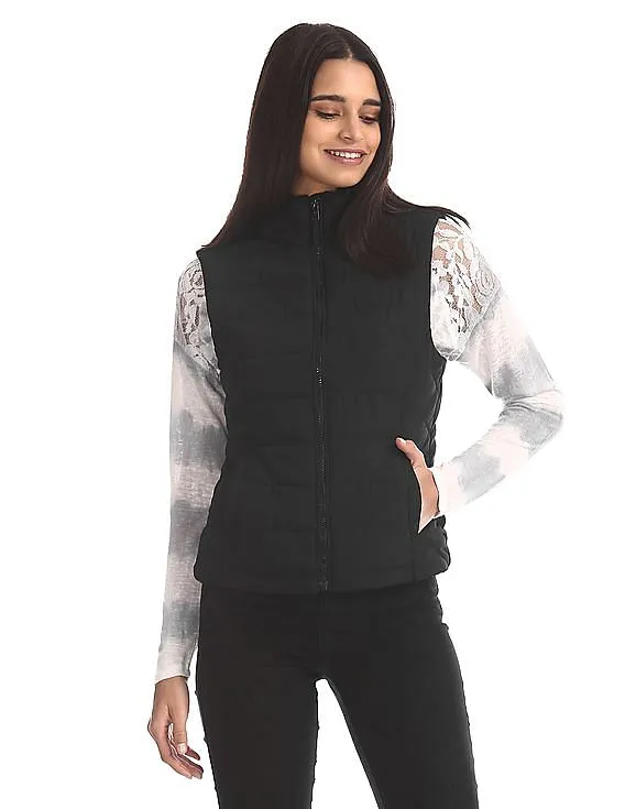 Aeropostale Black Quilted Gilet Jacket