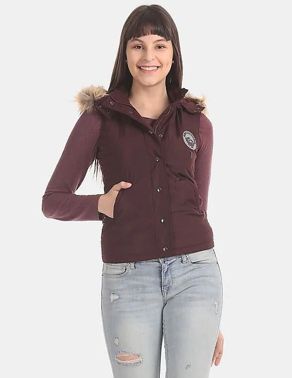 Aeropostale Purple Detachable Hood Gilet Jacket