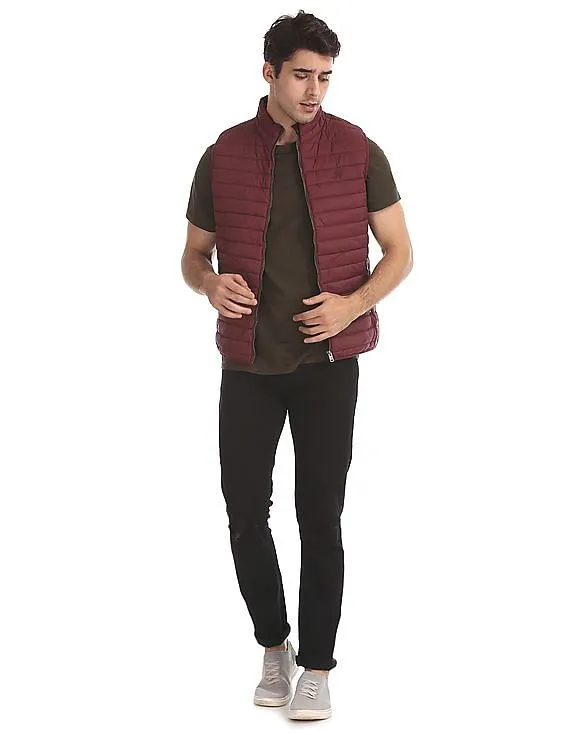 Aeropostale Red Solid Gilet Jacket