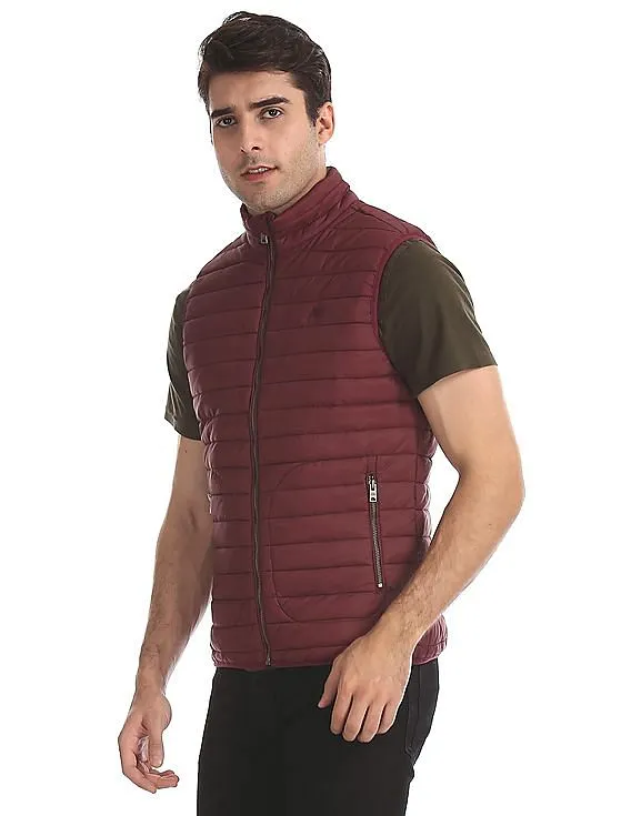 Aeropostale Red Solid Gilet Jacket