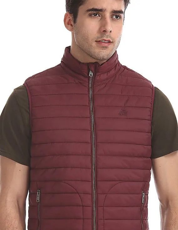 Aeropostale Red Solid Gilet Jacket