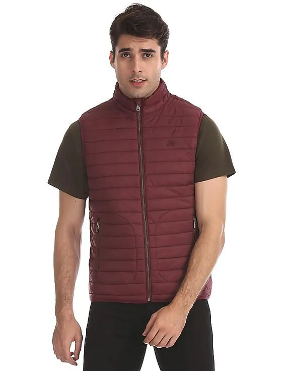 Aeropostale Red Solid Gilet Jacket