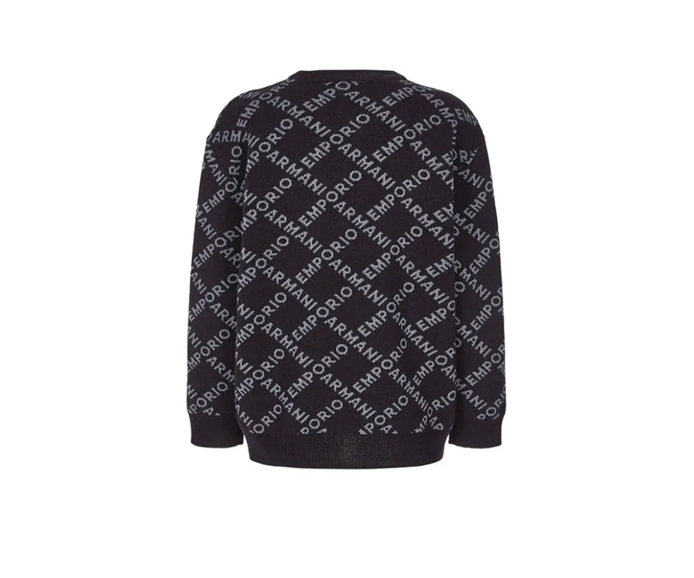 Armani Junior Diagonal Logo Pull Over Sweater