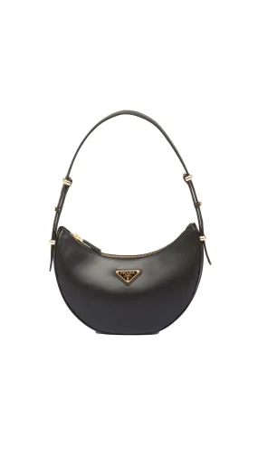 Arqué Shoulder Leather Bag - Black