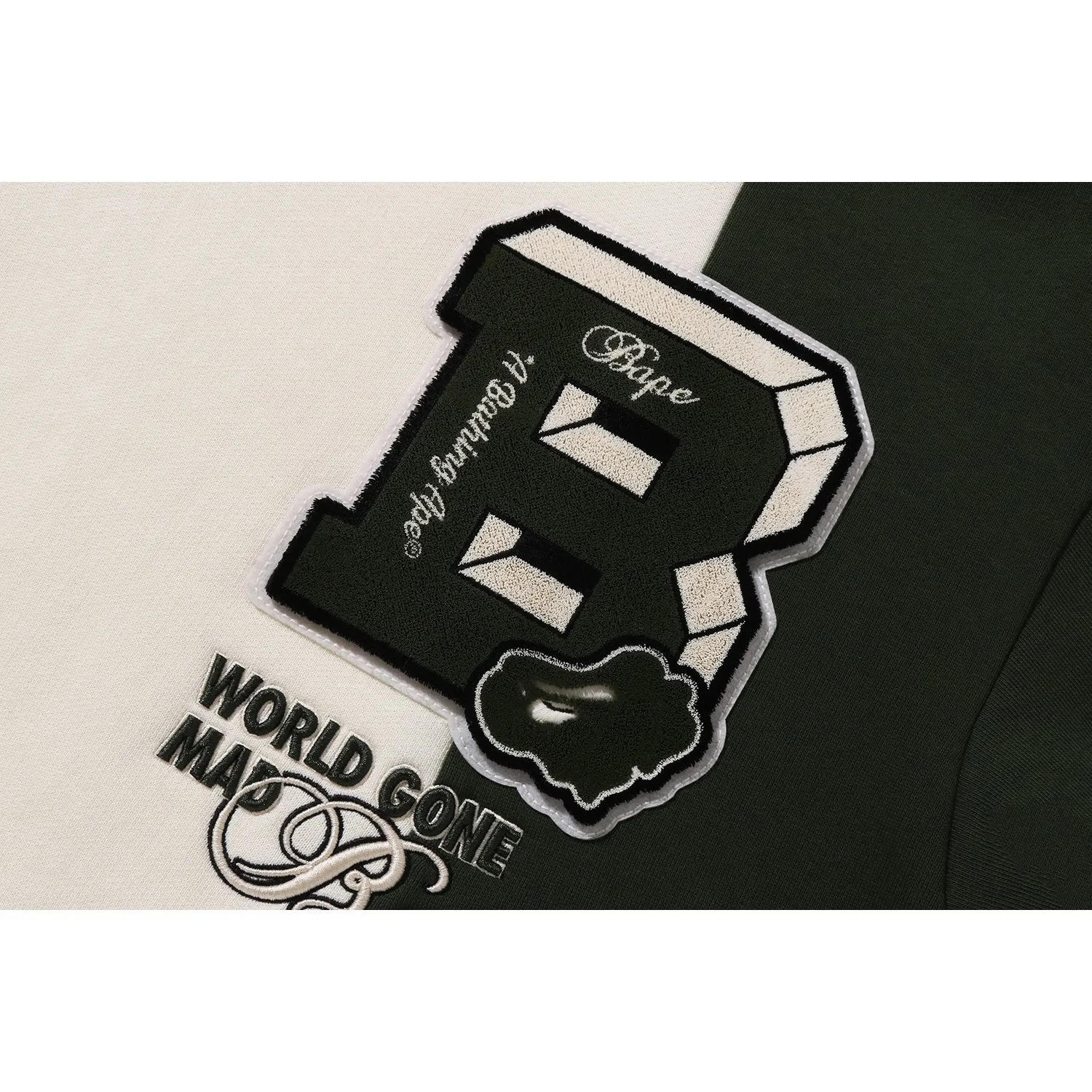 BAPE BADGES COLOR BLOCKING PULLOVER HOODIE MENS