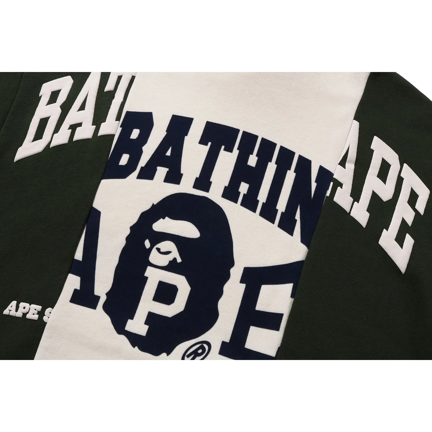 BAPE BADGES COLOR BLOCKING PULLOVER HOODIE MENS