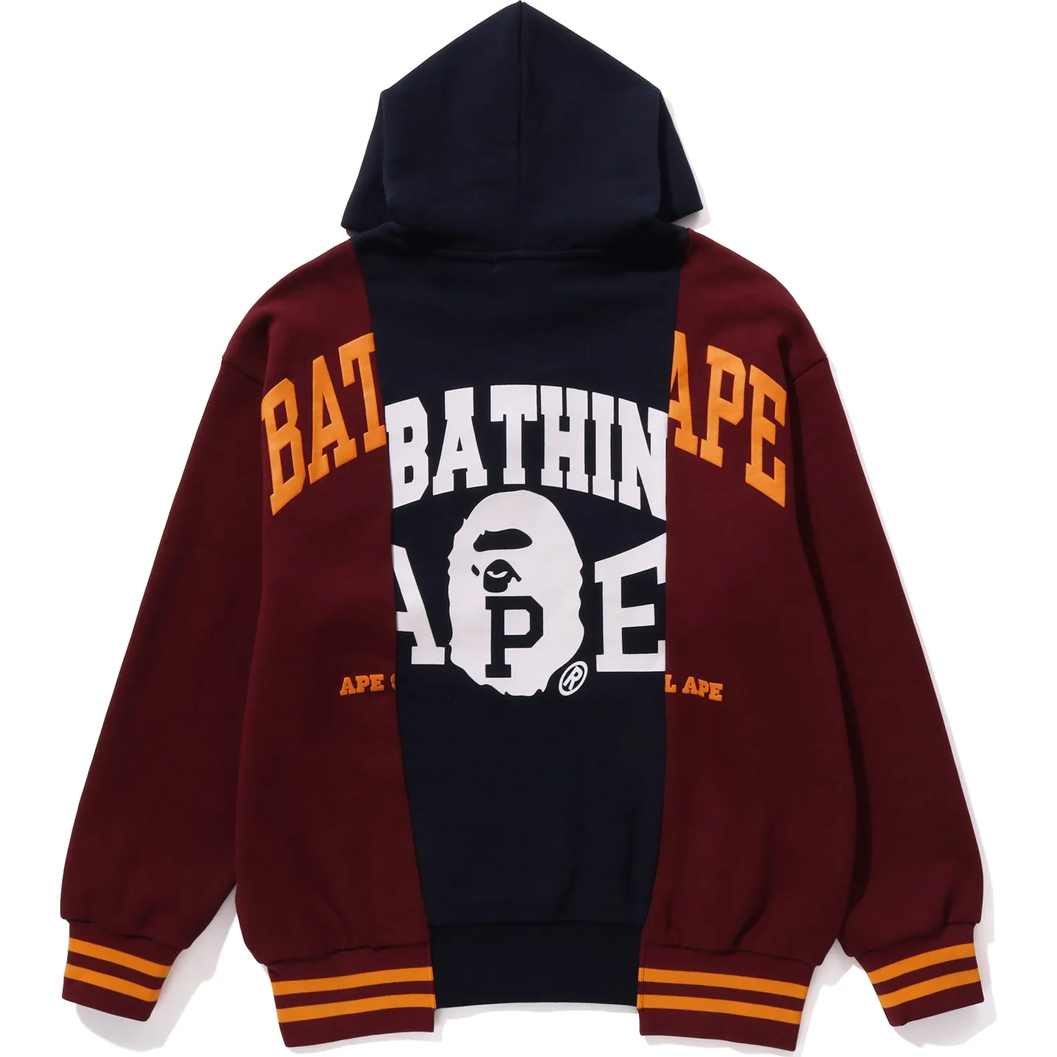 BAPE BADGES COLOR BLOCKING PULLOVER HOODIE MENS