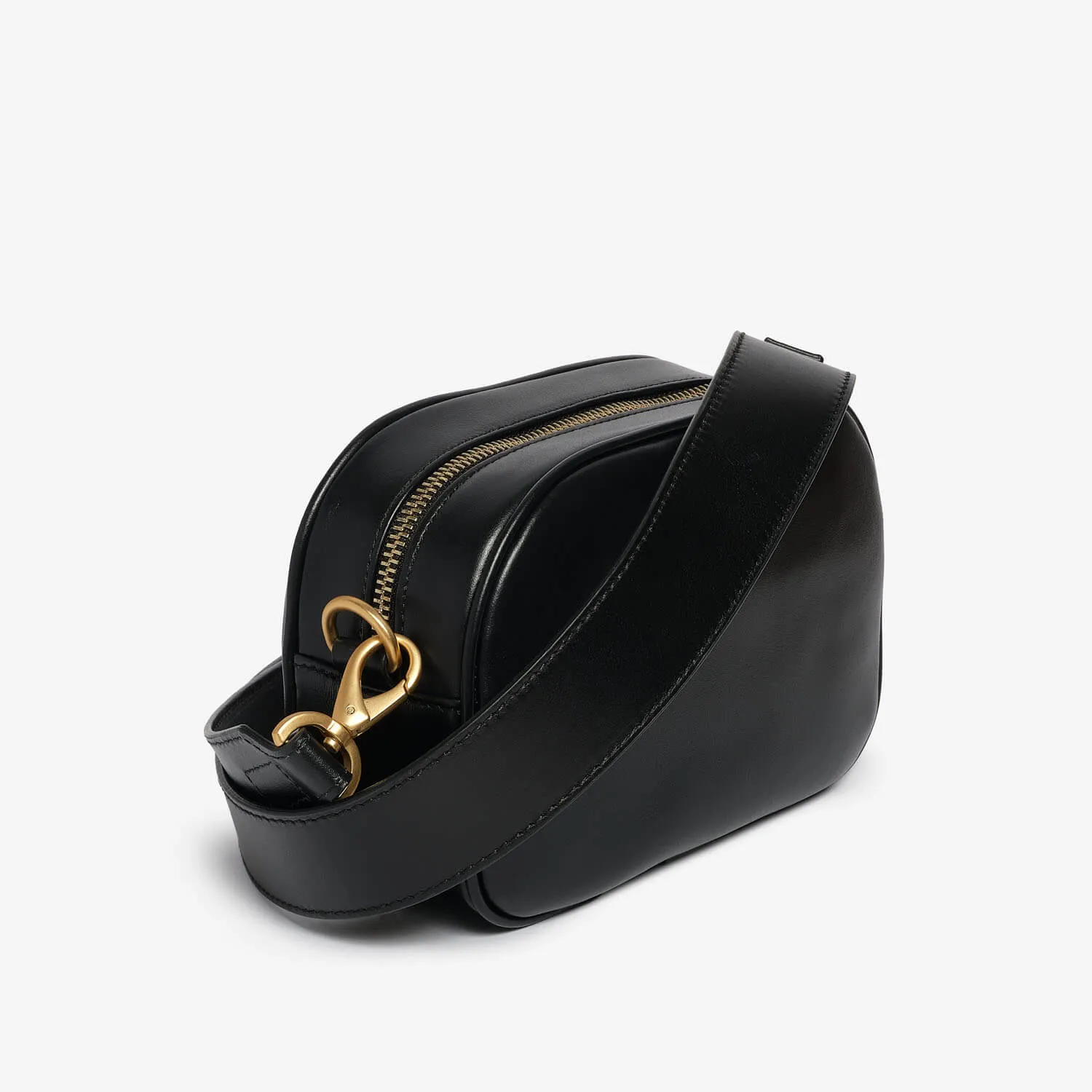 Black calf leather shoulder bag