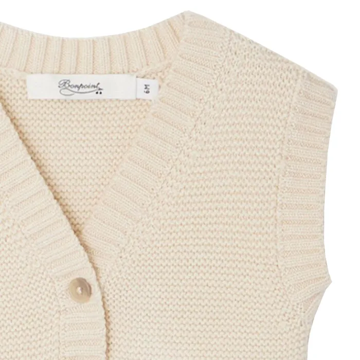 Bonpoint Baby Boe Sweater Vest Milk Cream