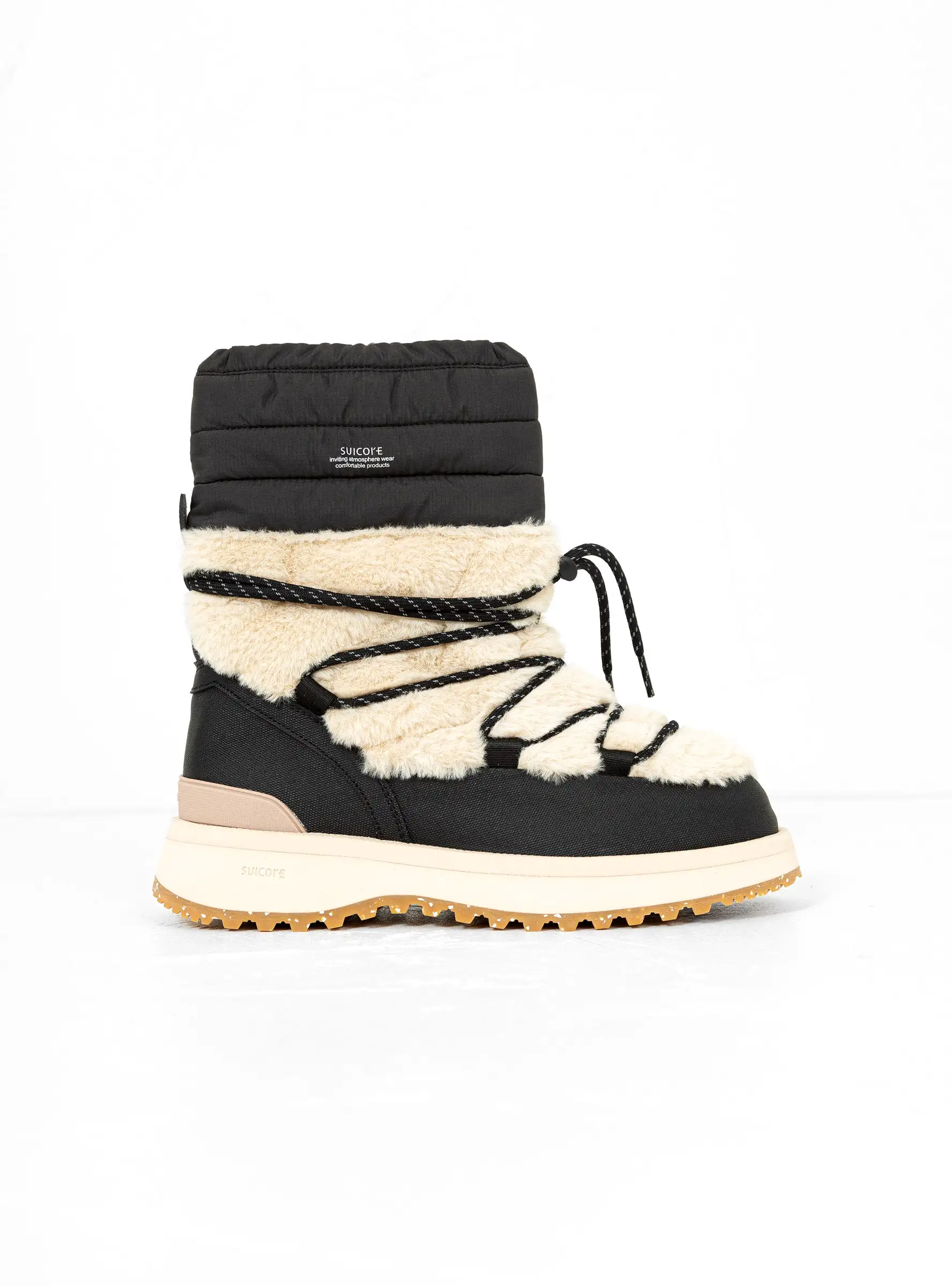 Bower-ab Hi Fur Boots Black & Beige