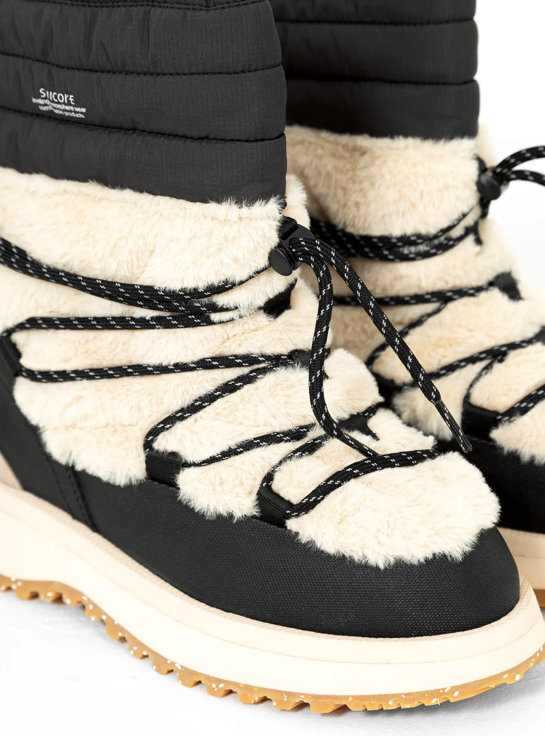 Bower-ab Hi Fur Boots Black & Beige