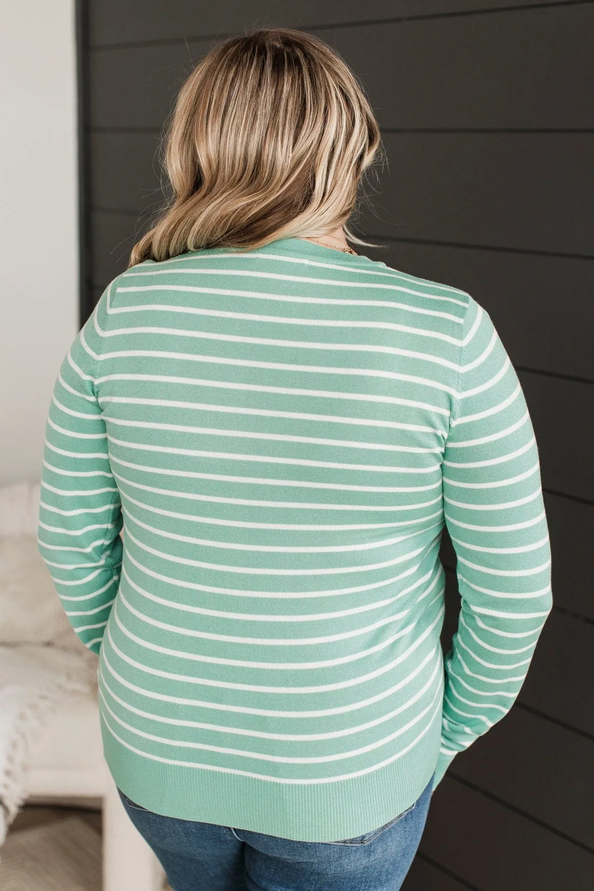 Brings You Back Striped Sweater- Mint & Ivory