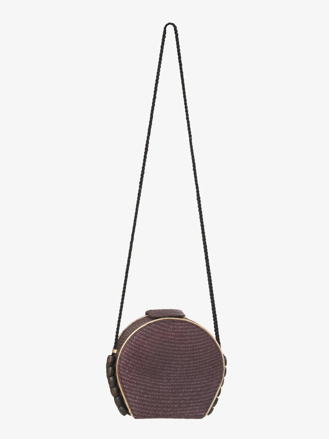 Brown woven wicker shoulder bag