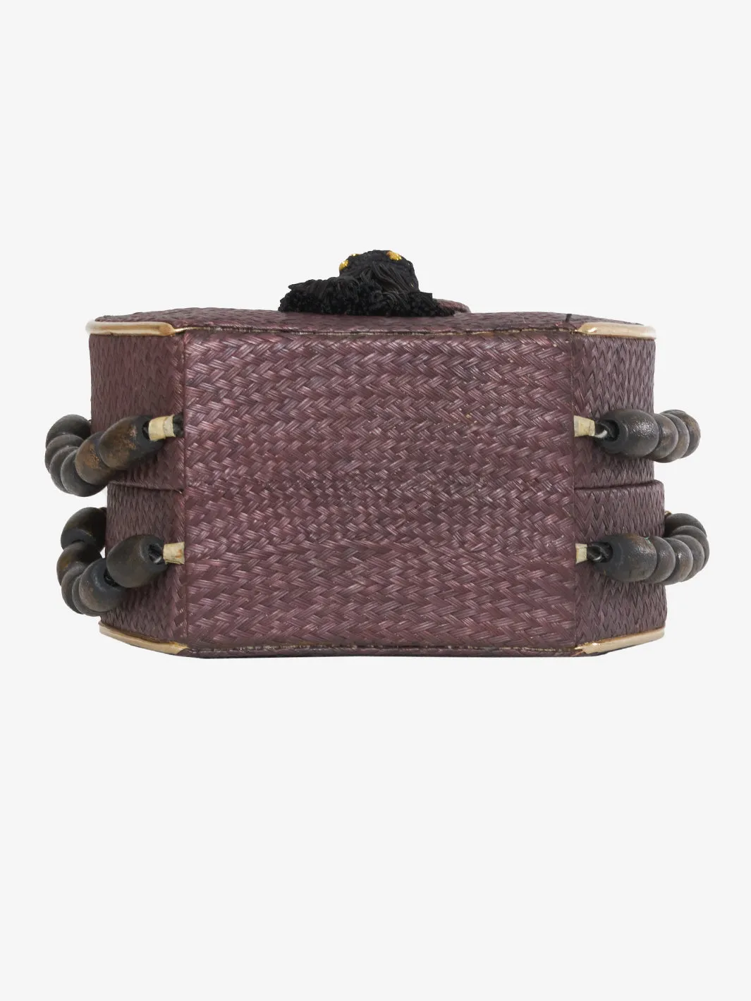 Brown woven wicker shoulder bag