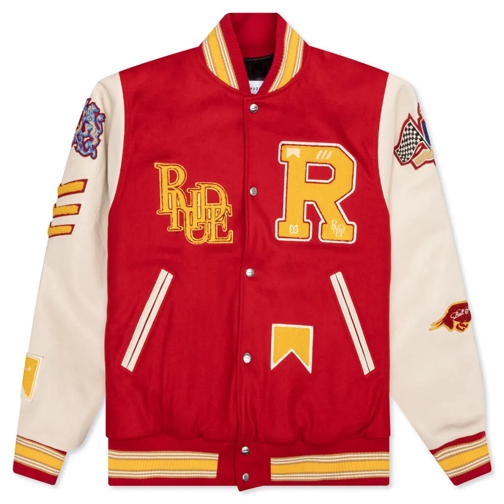 Bull Varsity Jacket - Red/Cream