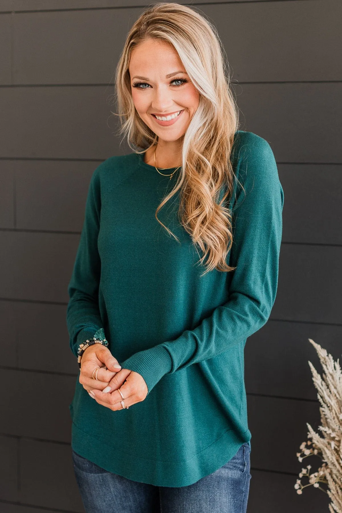 Butter Me Up Knit Sweater- Dark Jade