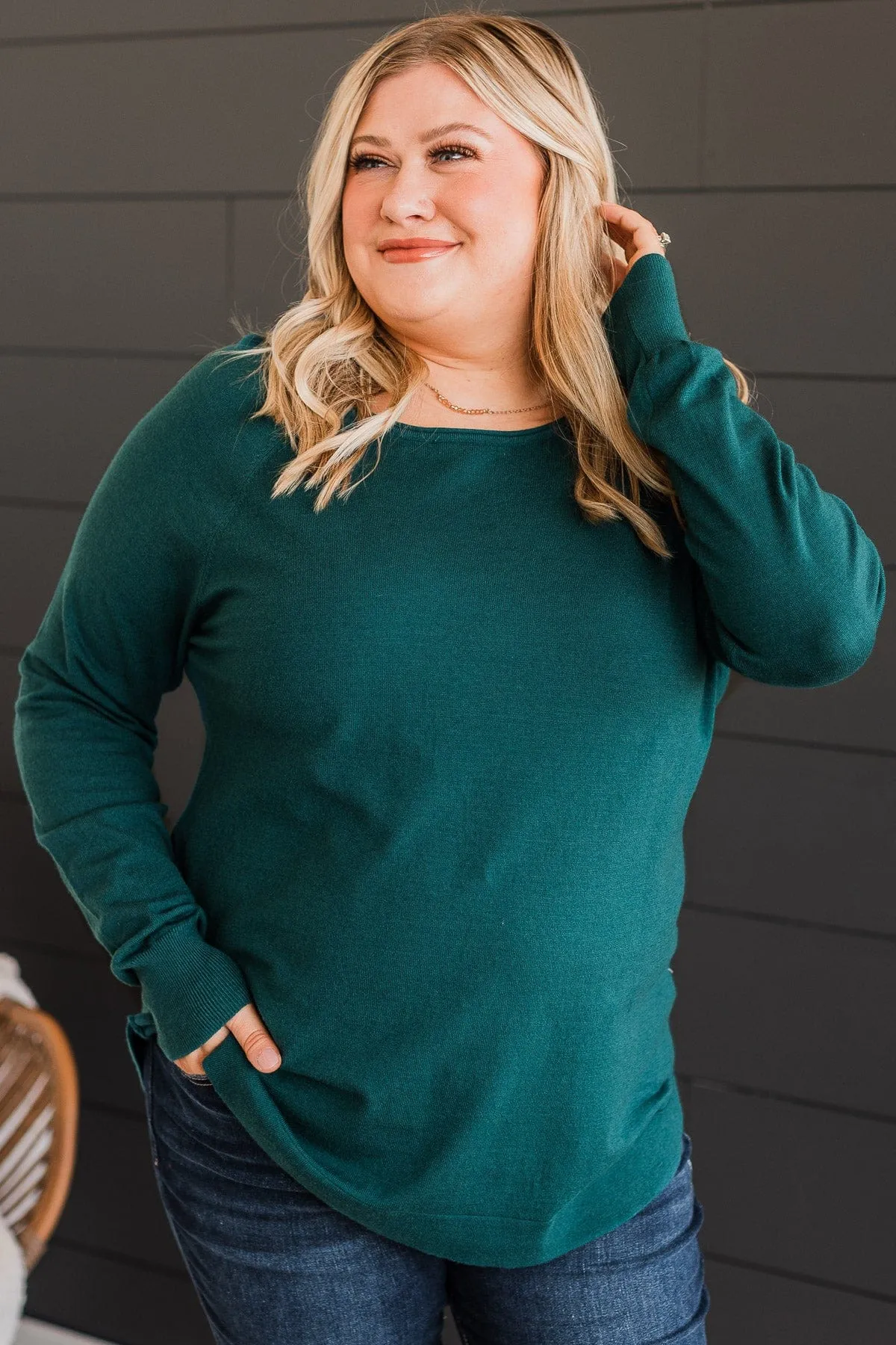 Butter Me Up Knit Sweater- Dark Jade