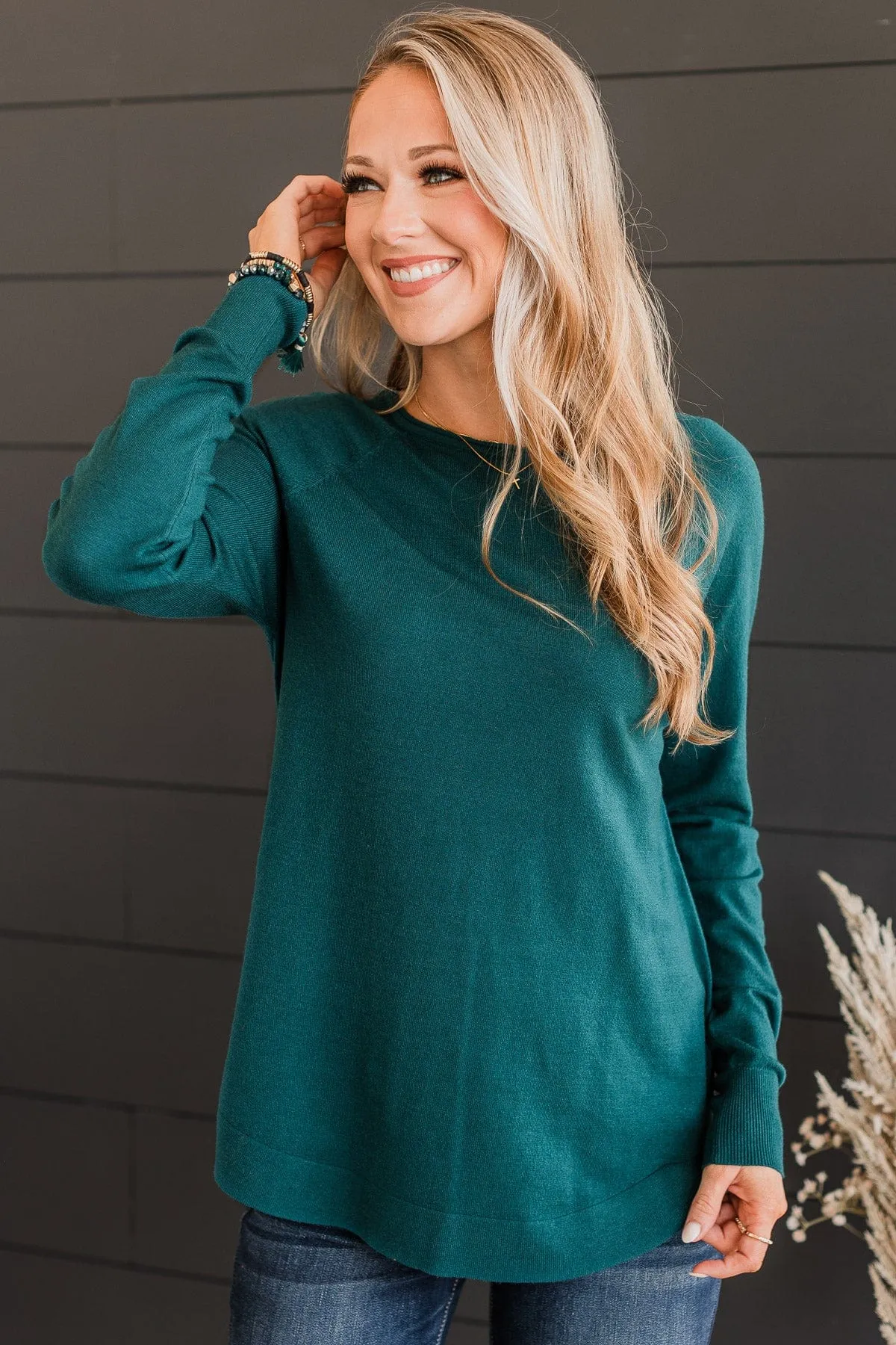 Butter Me Up Knit Sweater- Dark Jade