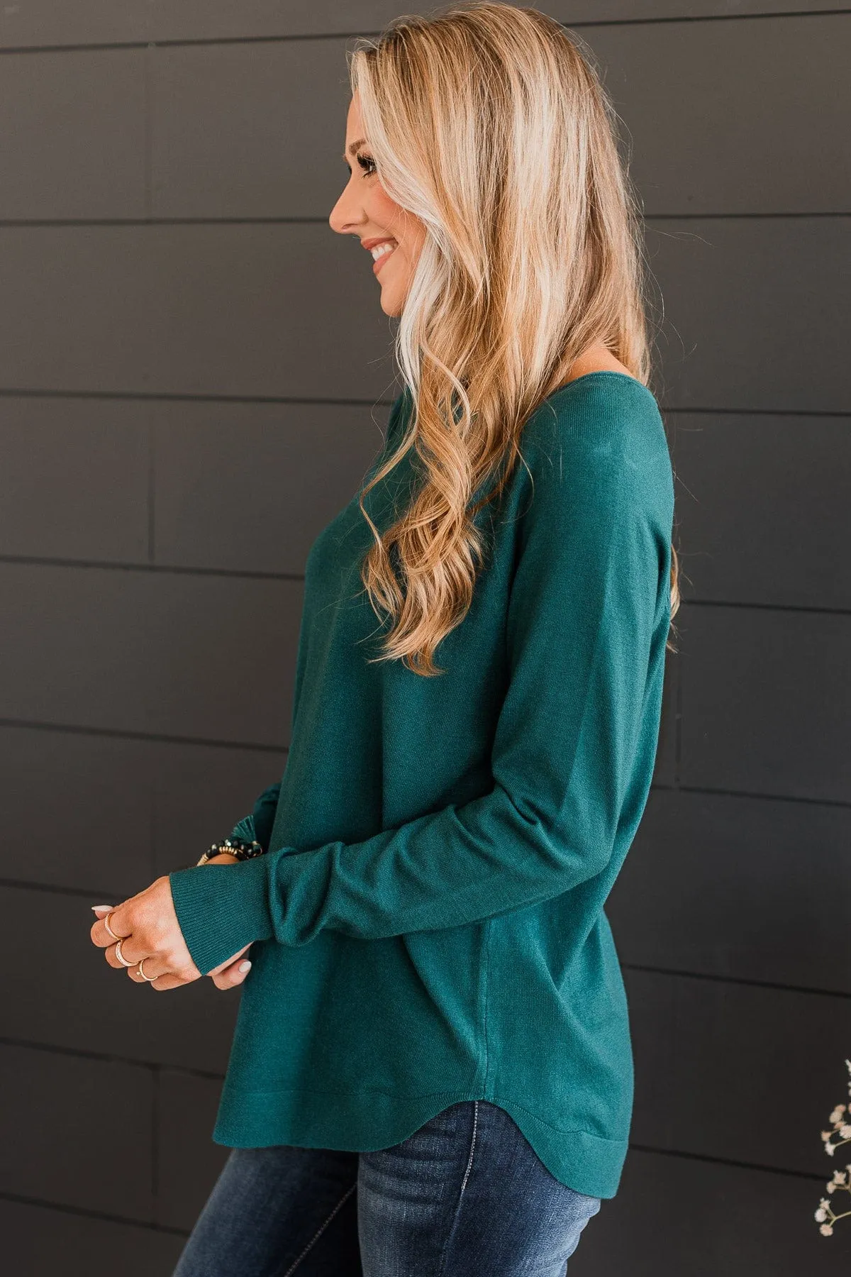 Butter Me Up Knit Sweater- Dark Jade