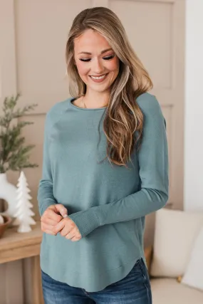 Butter Me Up Knit Sweater- Dusty Blue