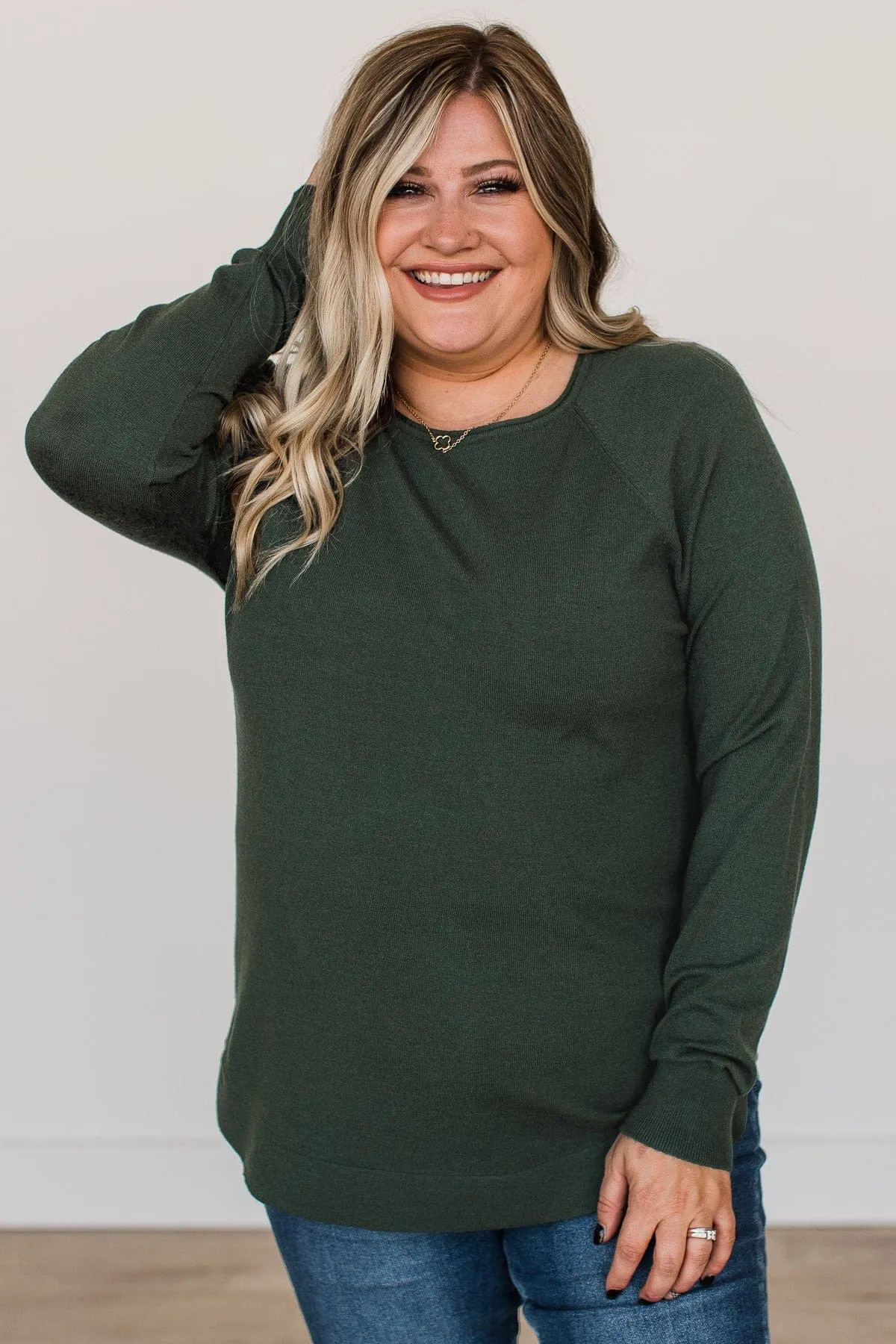 Butter Me Up Knit Sweater- Forest Green