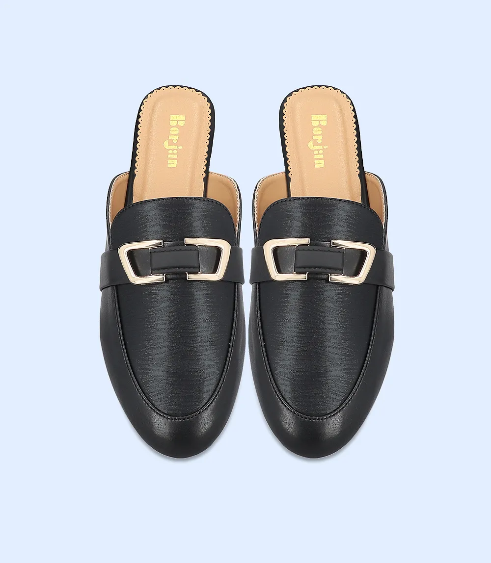 BW8159-BLACK-Women Casual Mules