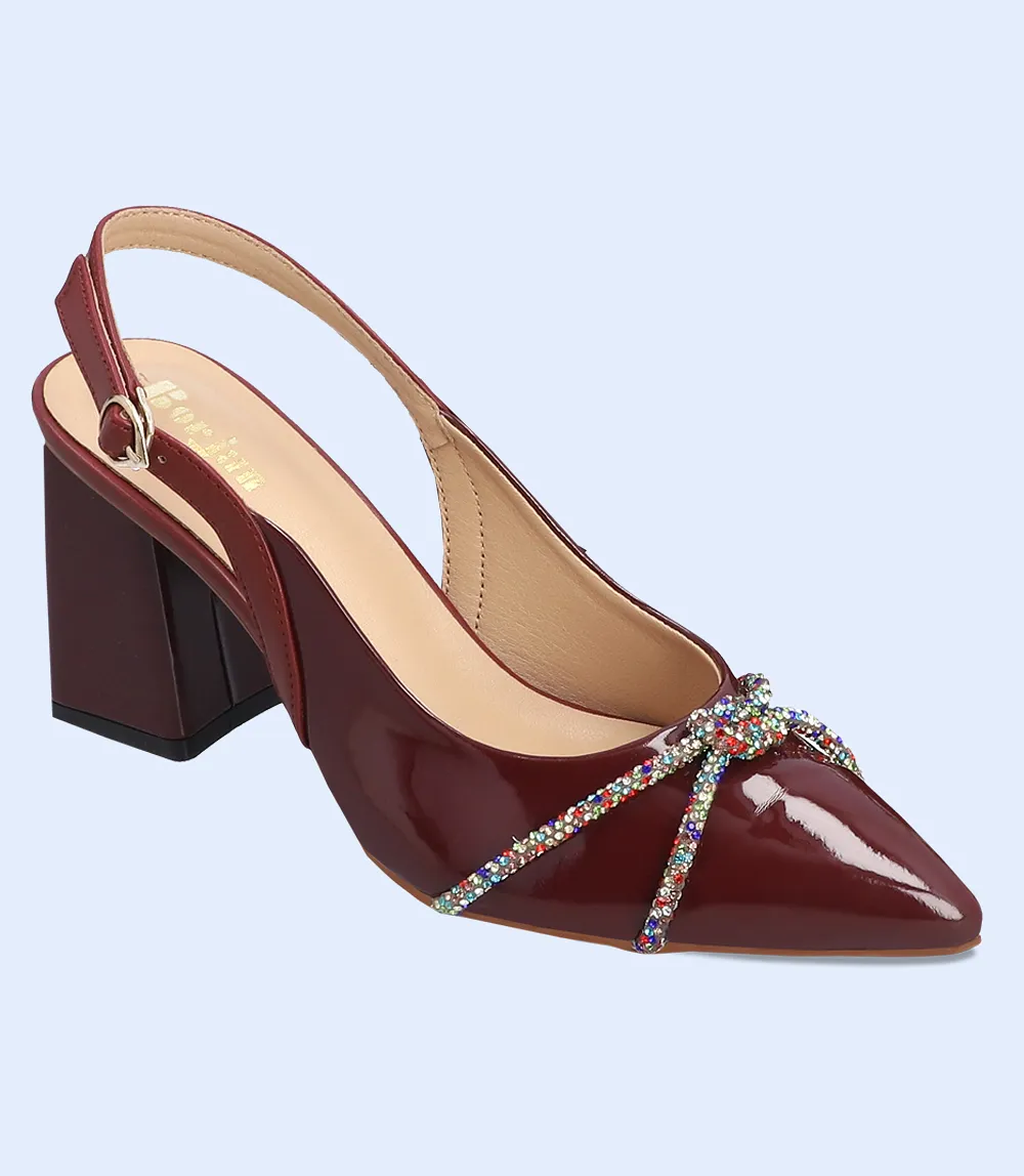 BW8172-MAROON-Women Casual Sling Backs