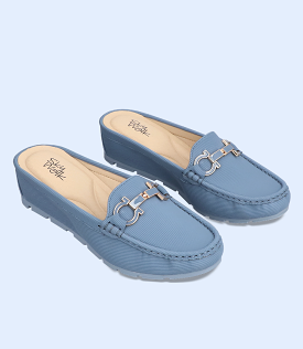 BW8283-BLUE-Women Comfort Mules