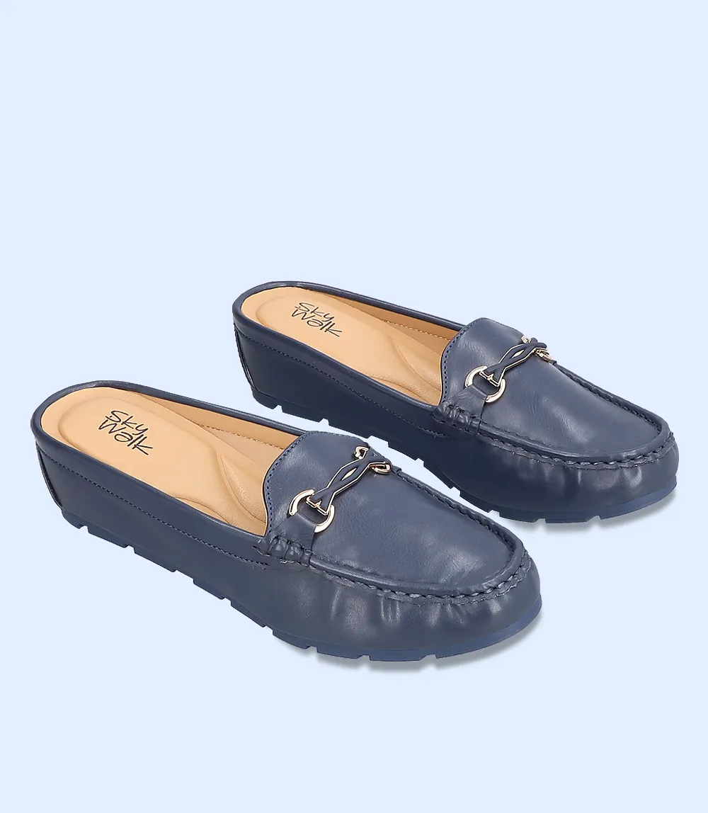 BW8286-NAVY-Women Comfort Mules