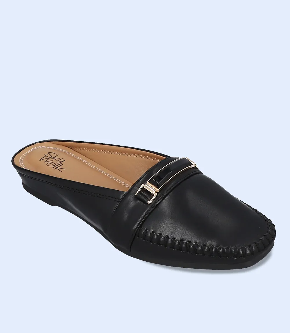 BW8295-BLACK-Women Comfort Mules