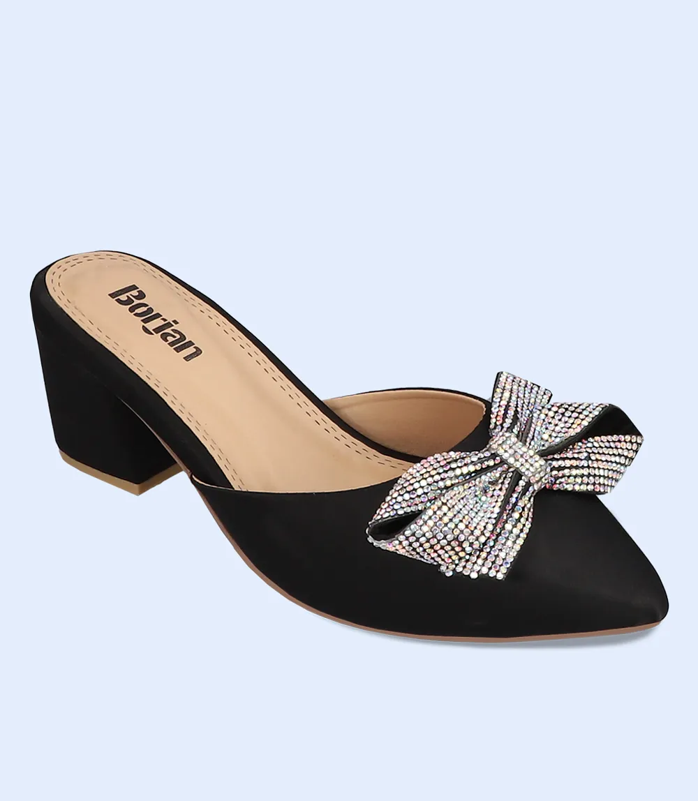 BW9533-BLACK/SILV-Women Formal Mules