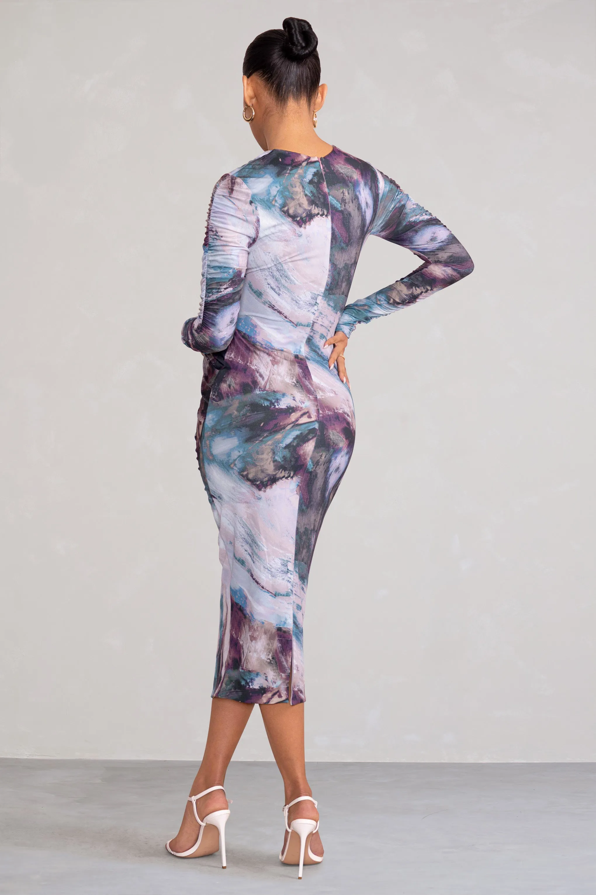 Cait | Multi Print Bodycon Maternity Midi Dress