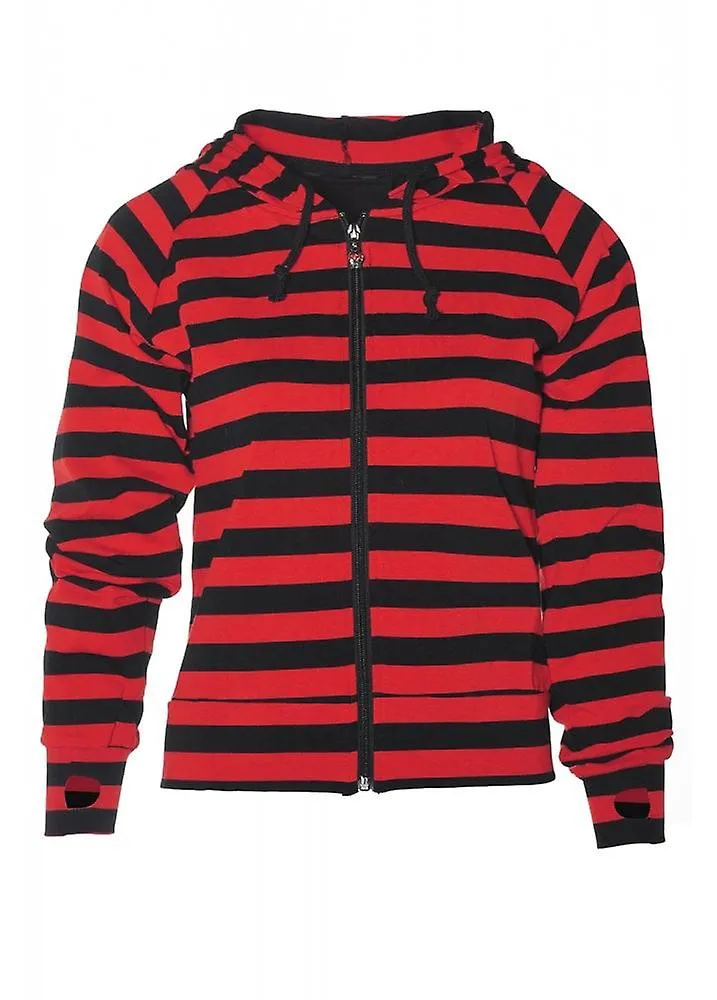 Cat Ears Striped Black and Red Hoodie