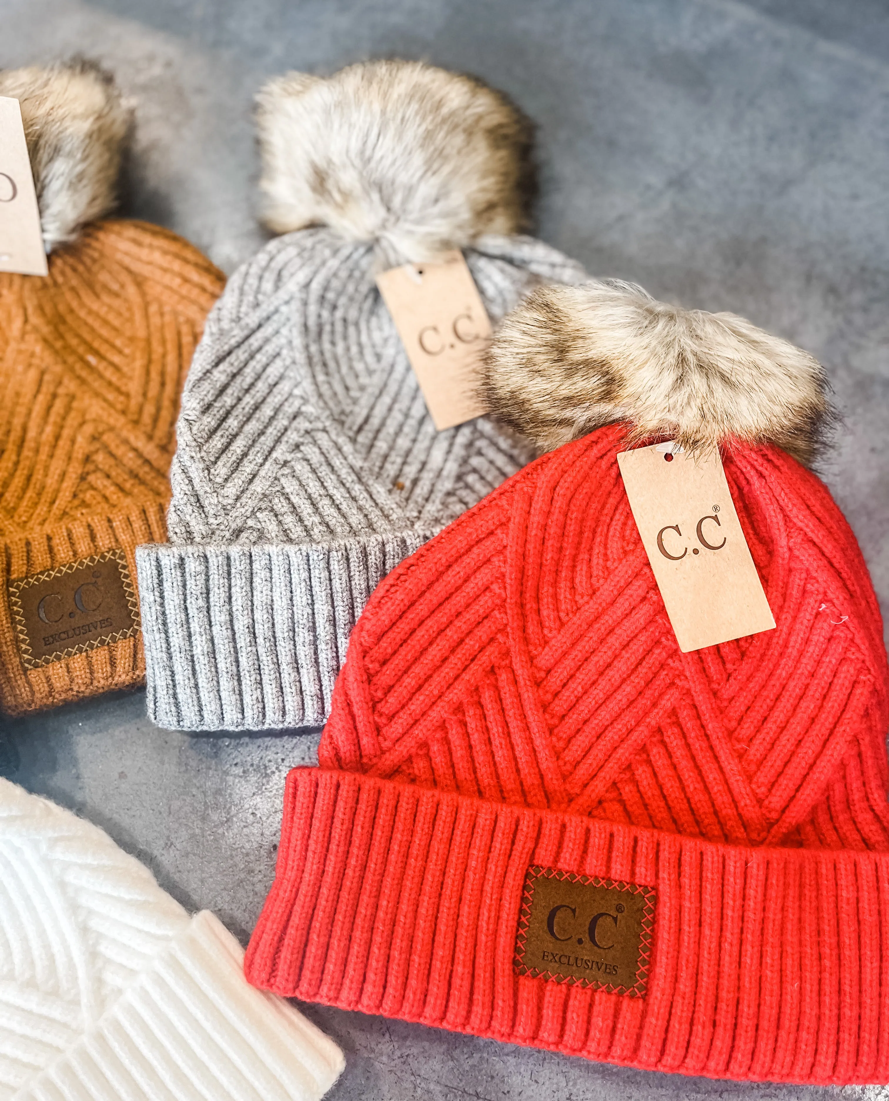 C.C. Suede Patch Beanie