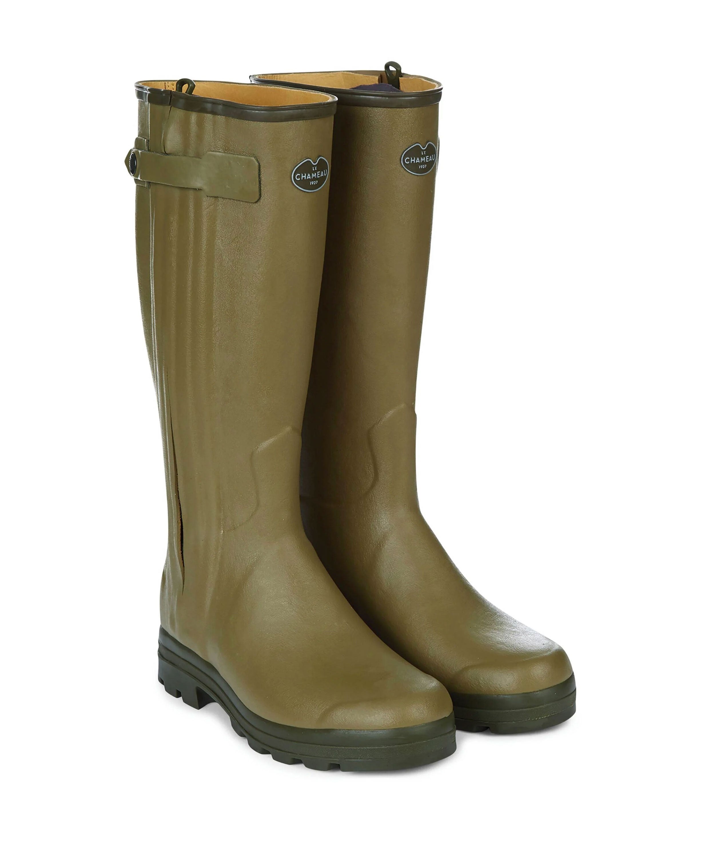 Chasseur Cuir Wellington Boots                             Vert Vierzon