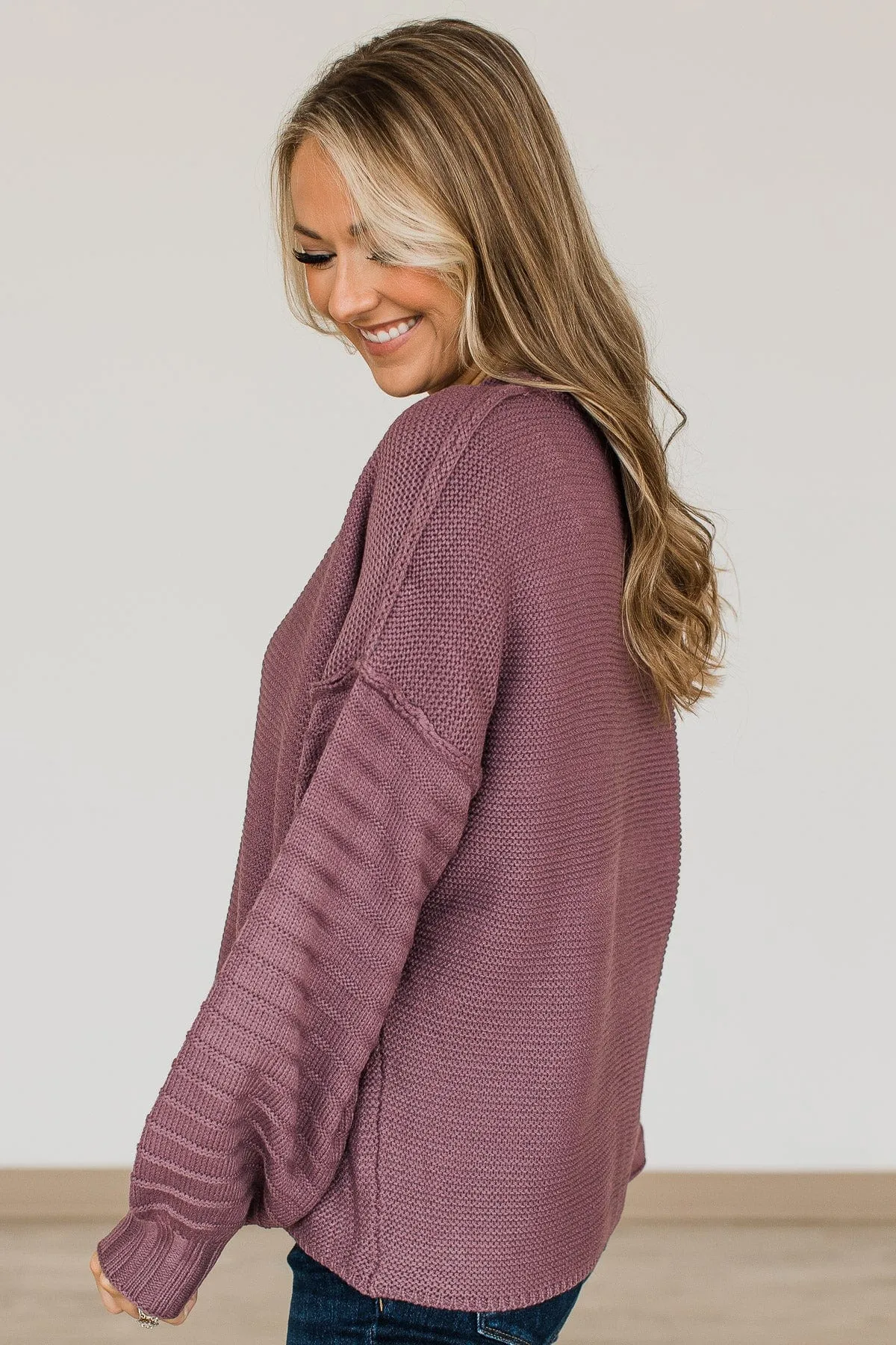 Choose To Thrive Knit Sweater- Light Eggplant