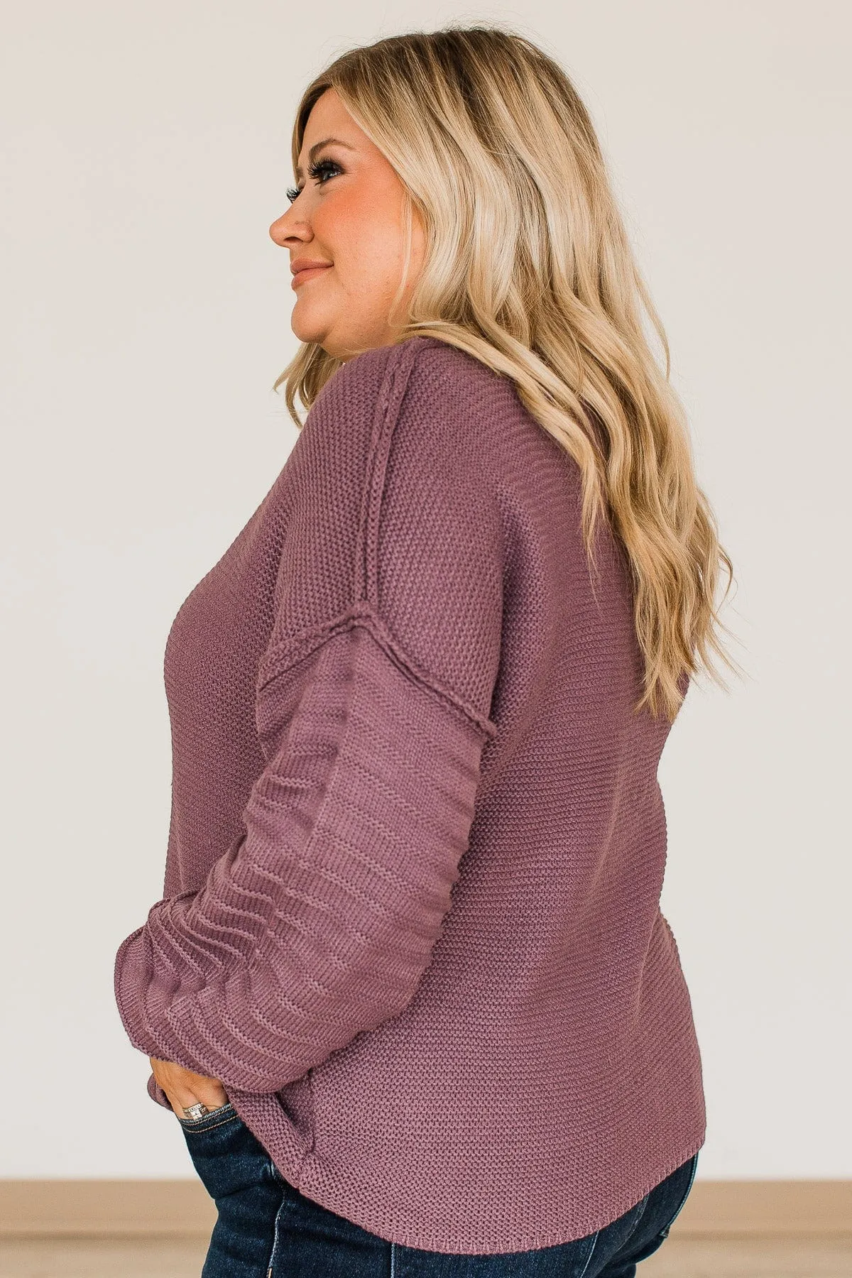 Choose To Thrive Knit Sweater- Light Eggplant