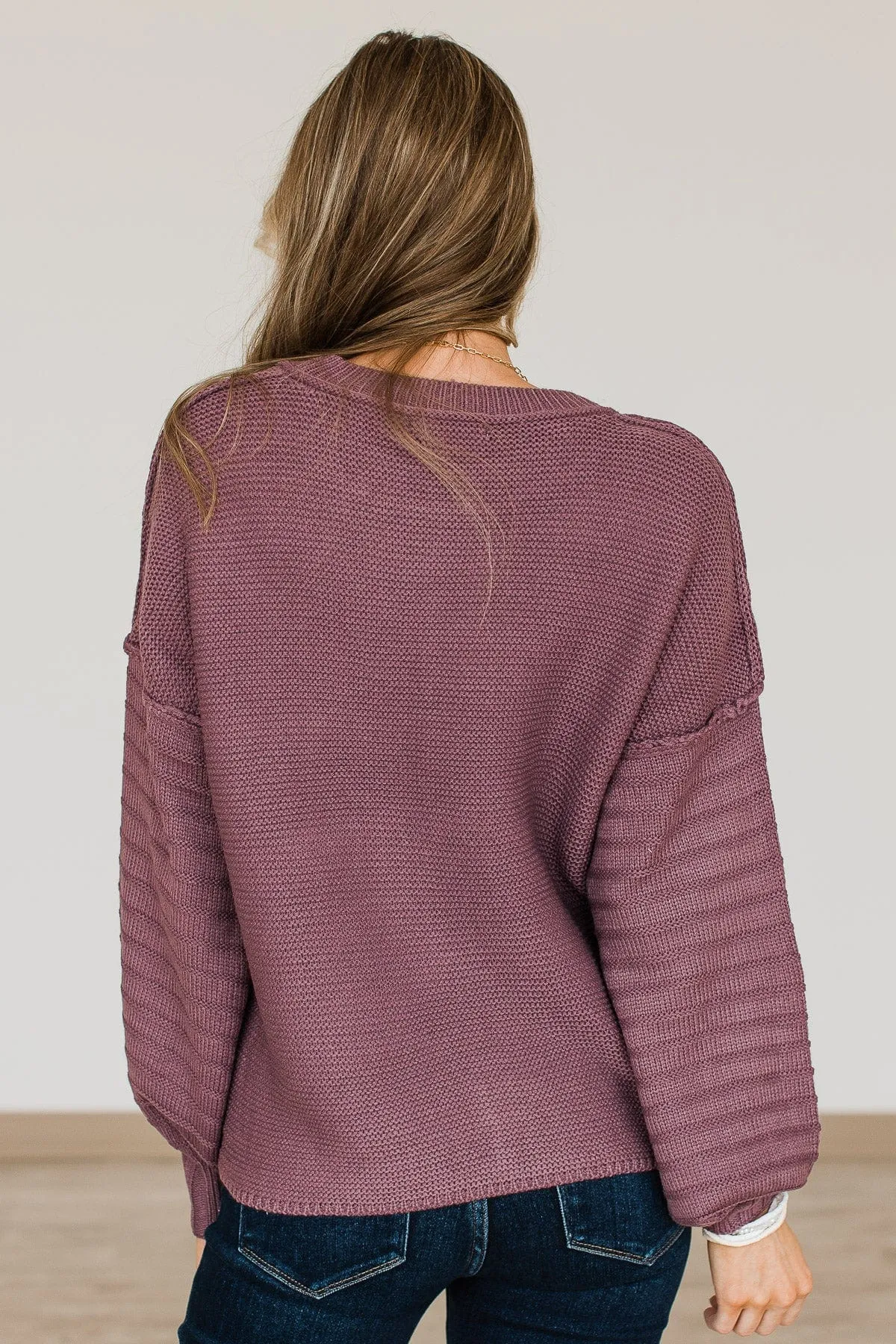 Choose To Thrive Knit Sweater- Light Eggplant