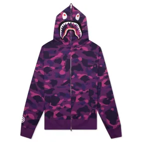 Color Camo Shark Full Zip Hoodie - Purple