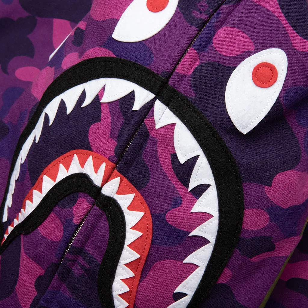 Color Camo Shark Full Zip Hoodie - Purple