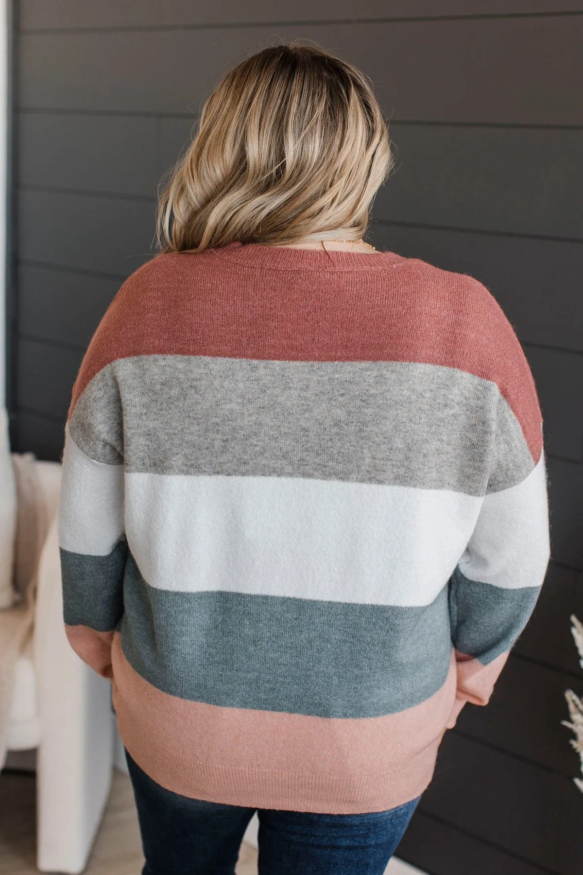 Color My World Knit Sweater- Grey & Mauve