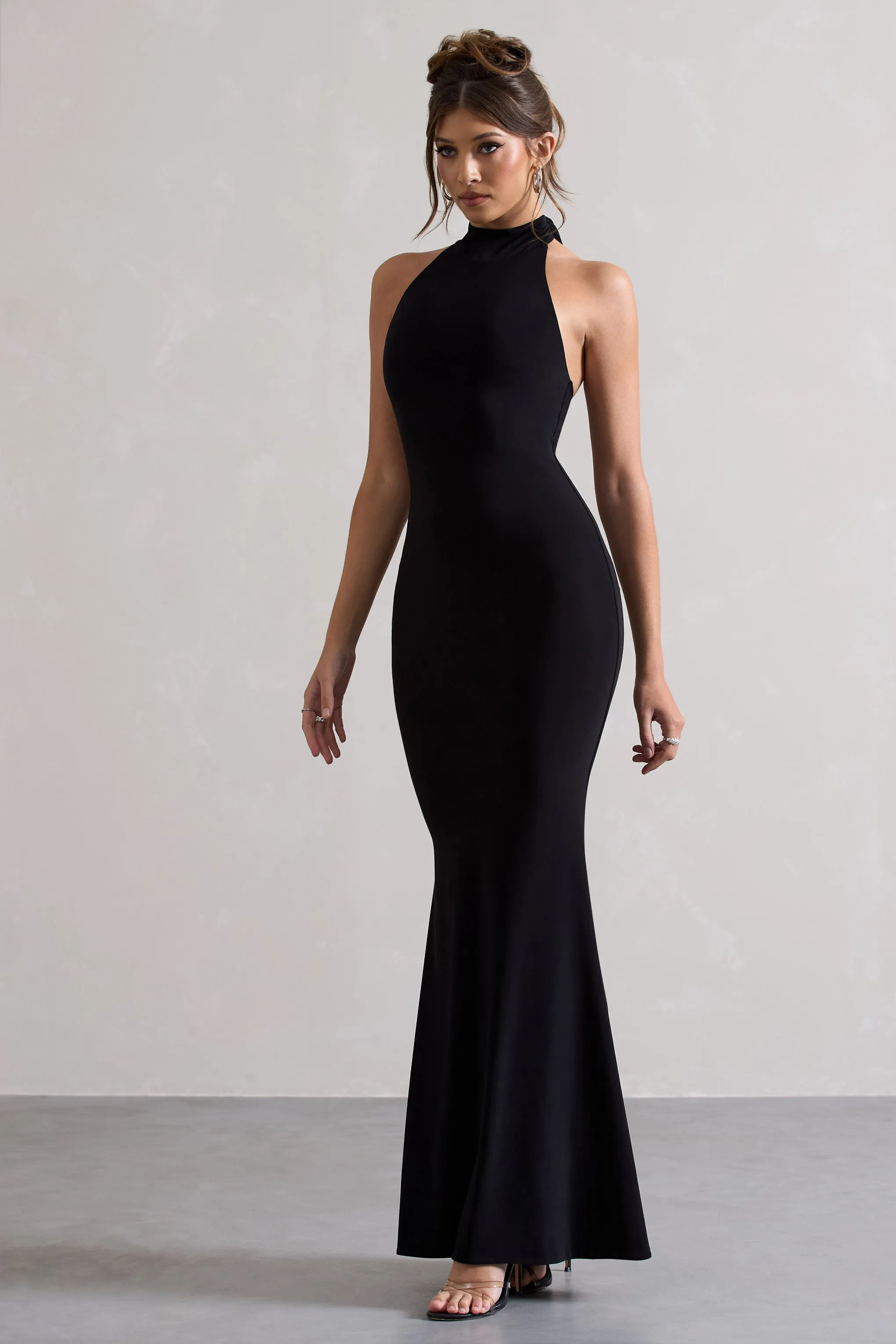 Colorado | Black High-Neck Fishtail Maxi Dress