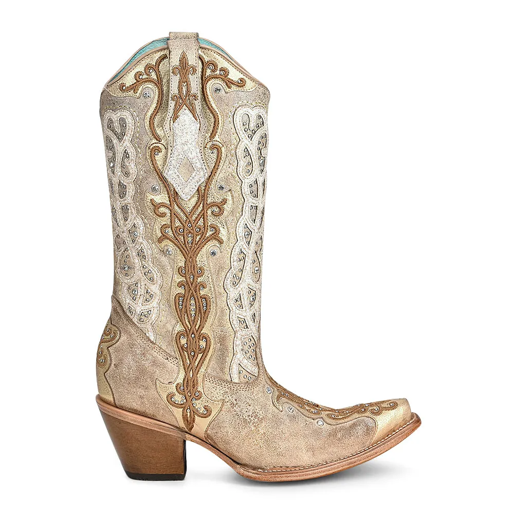 Corral Womens Golden Bone Overlay Boots