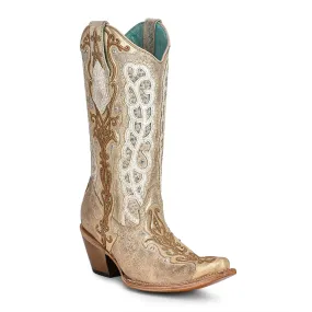 Corral Womens Golden Bone Overlay Boots