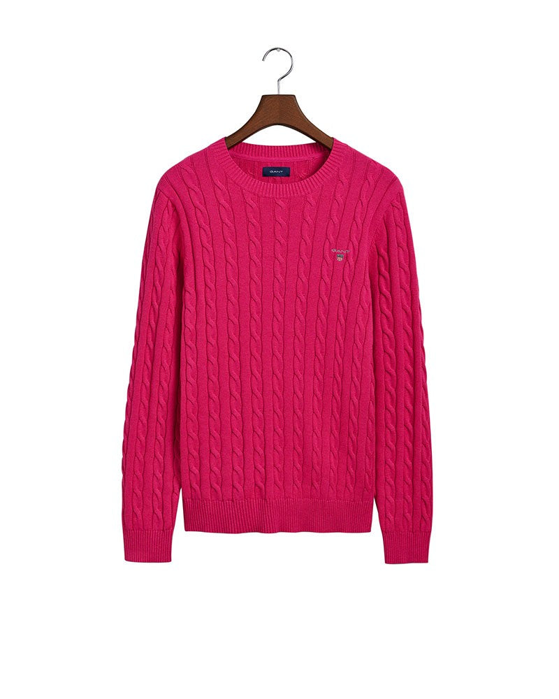 Cotton Cable Crew Neck Sweater                             Cyklamen Melange