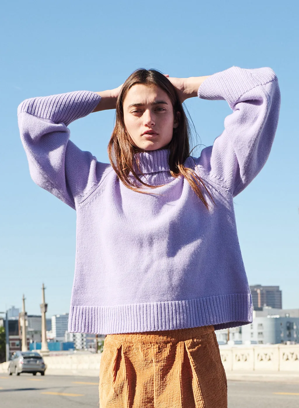 Cozy Cashmere Blend Turtleneck Sweater in Iris