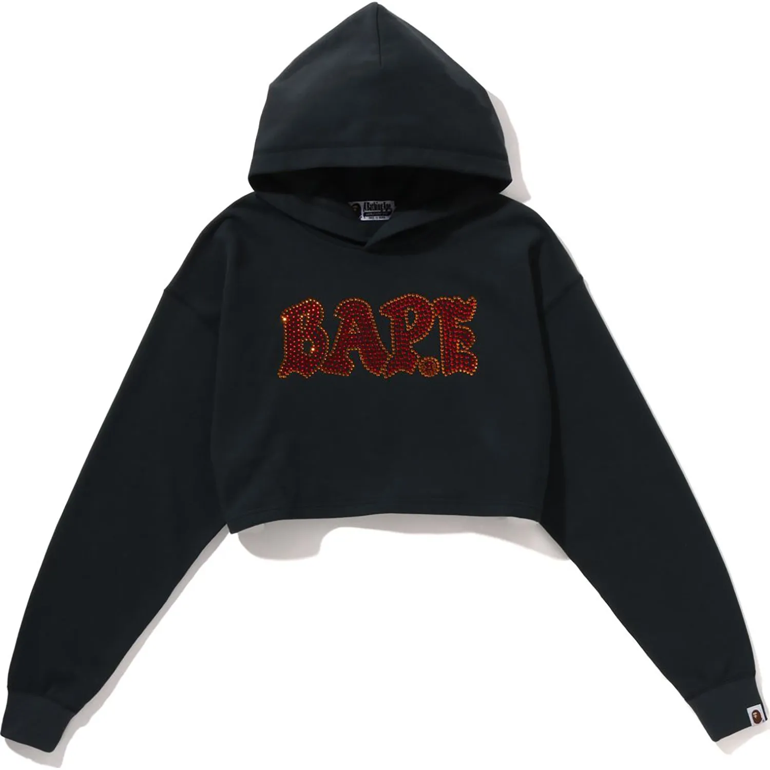 CRYSTAL STONE BAPE CROPPED PULLOVER HOODIE LADIES